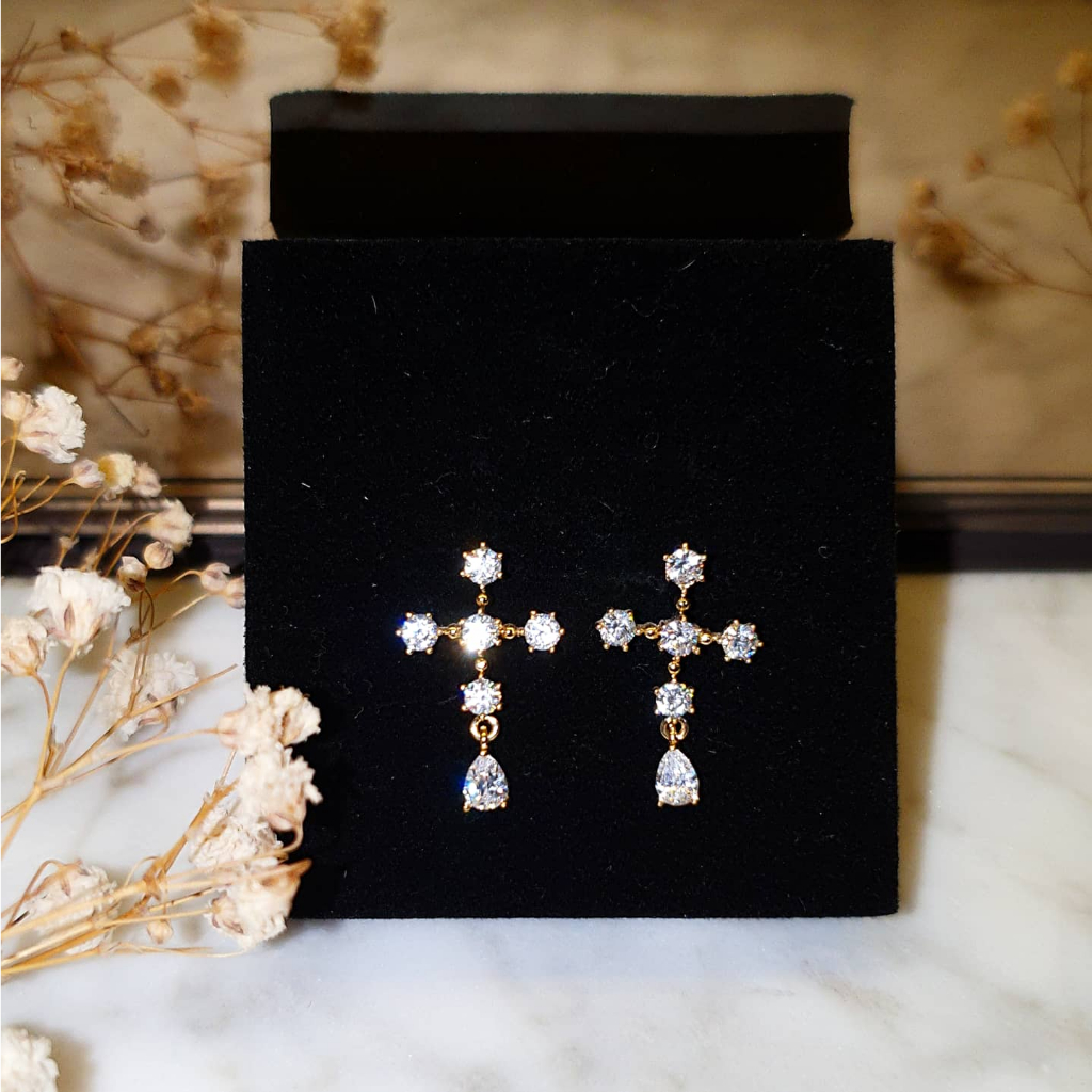 Fliz - CROSS EARRING - Anting Salib Silver925 Tusuk S925 AS20117