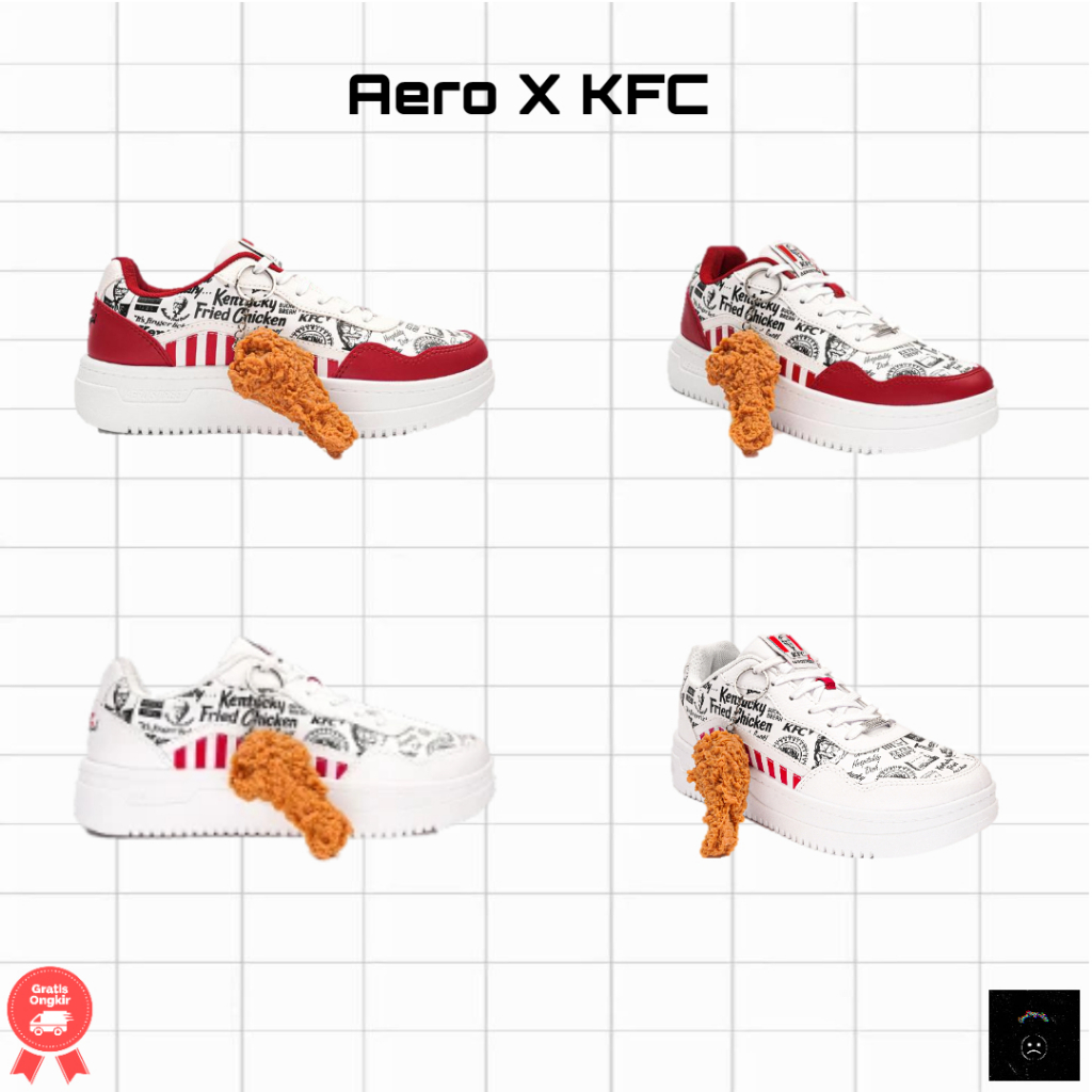 Aerostreet X KFC Merah Putih Hitam , Putih Putih Hitam