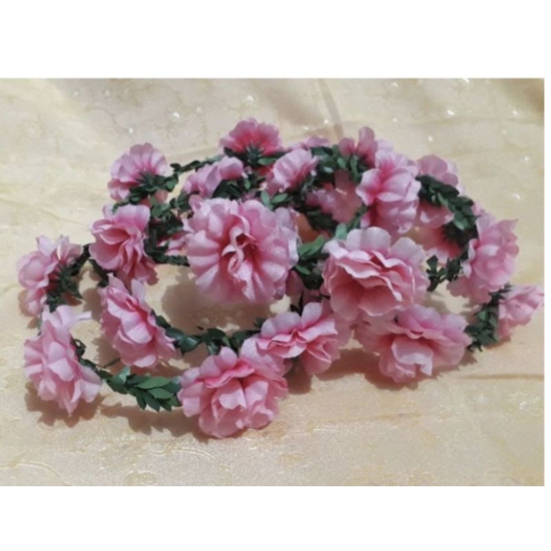 BANDO MAHKOTA BUNGA CANTIK FLOWER CROWN BUNGA PINK PUTIH