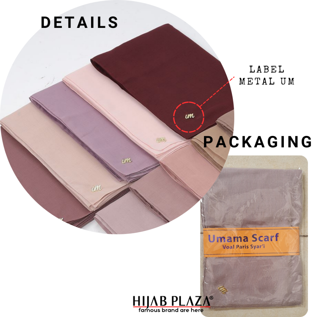 RK Jilbab Umama Scarf Voal Paris Syari Metal Logo Jahit 120 x120 cm Jilbab Voal Paris Terbaru