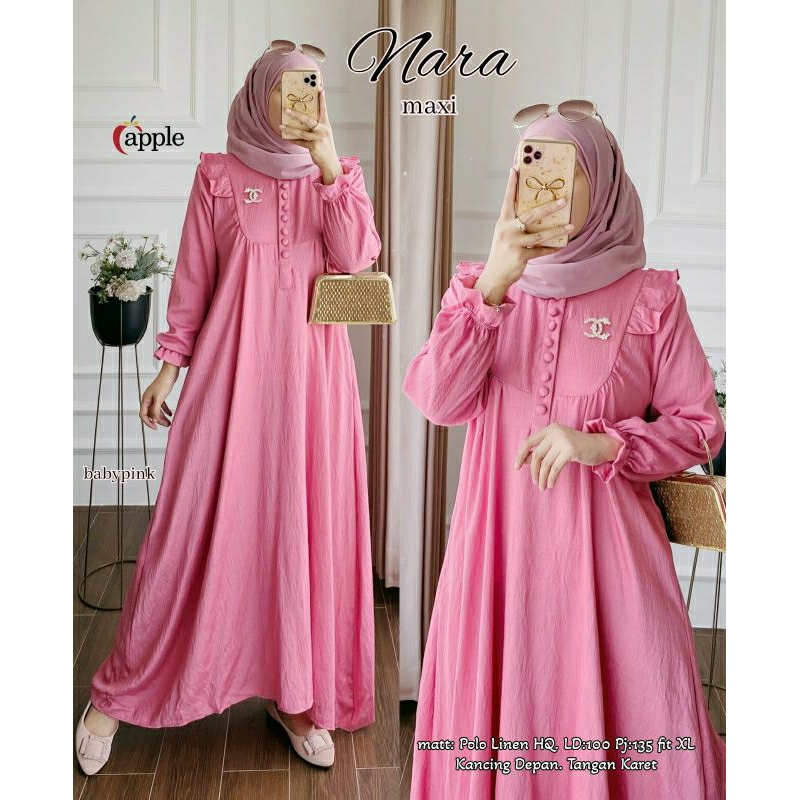 NARA MAXY ORI APPLE // GAMIS POLOS LINEN PREMIUM TERBARU BEST SELLER
