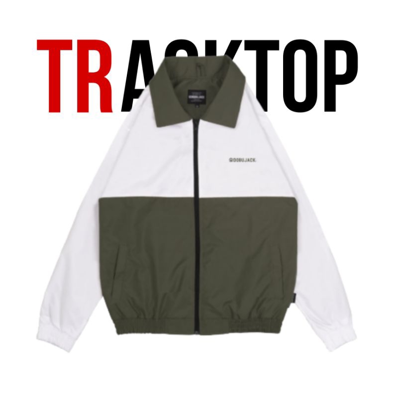 TRACTOP JAKET - WHITE SOFT OLIVE || JAKET CROP TOP PRIA
