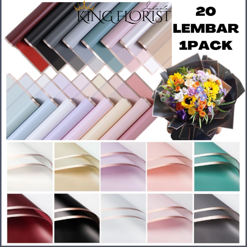 

[20 LEMBAR] Flower Wrapping Paper Varian List Gold Kertas Buket Bunga Cellophane Florist KB10
