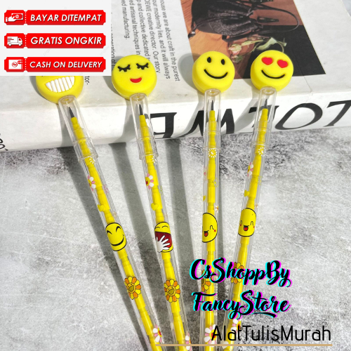 

Pensil Susun Karakter Emoji Lucu Pensil Pelor Emoticon Bisa COD