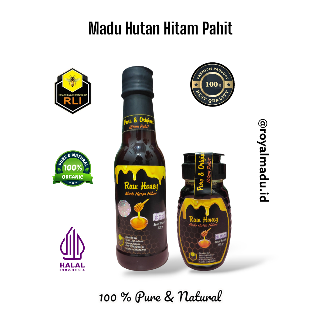 

Madu Rumah Lebah Indonesia Madu Hutan Hitam Pahit Premium 100% Murni