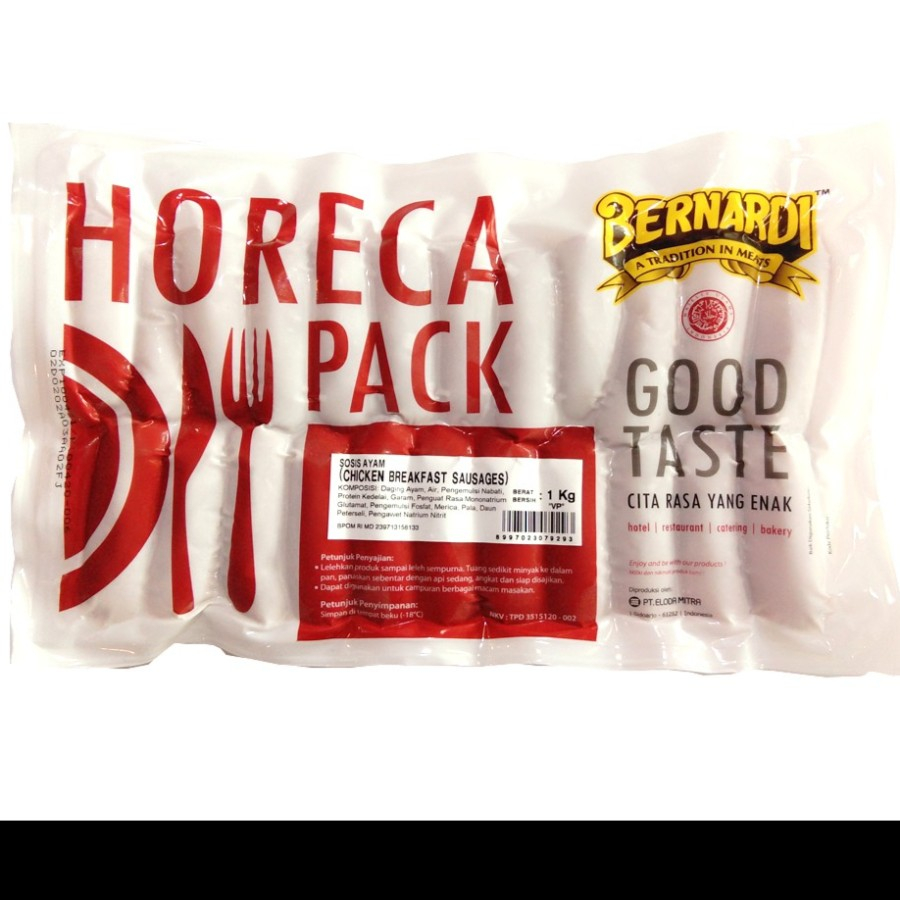 

bernardi horeca pack beef breackfast sausages 1 kg sosis sapi vp