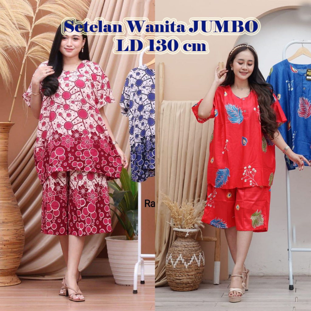 NAMIRA Babydoll Jumbo XXXL Piyama Gogo Batik Elmo Setelan Celana Pendek Bigsize LD 130