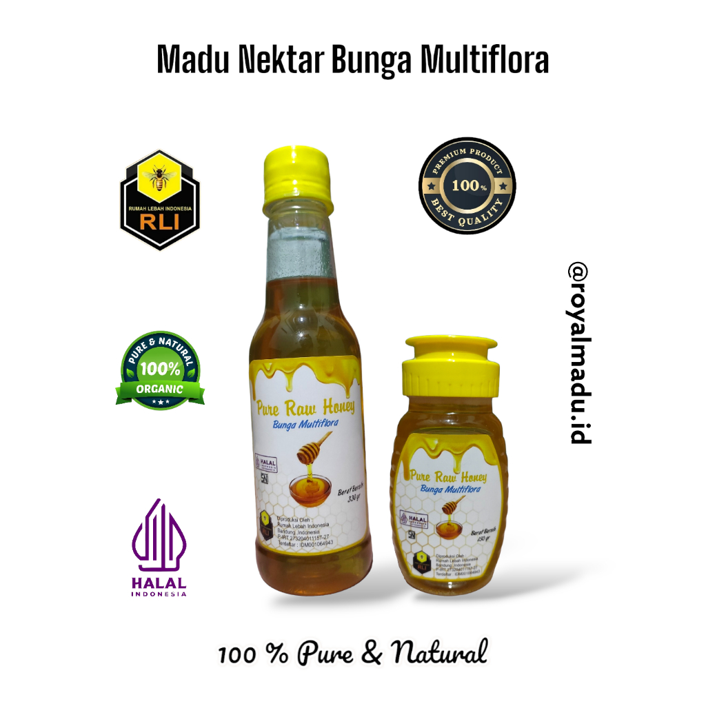 

Madu Rumah Lebah Indonesia Madu Nektar Bunga Multilflora Premium 100% Murni