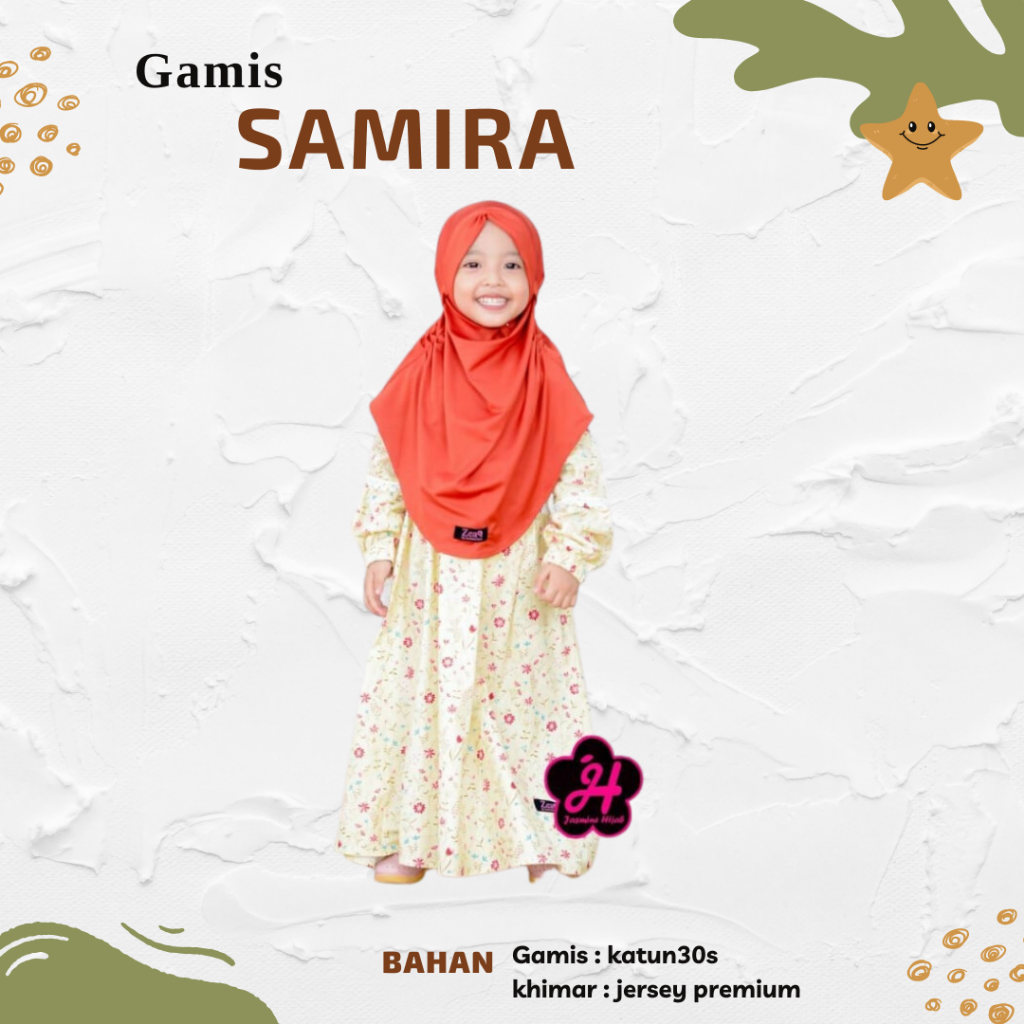 Set Gamis anak+ kerudung Samira series ZEA by Jasmine Hijab