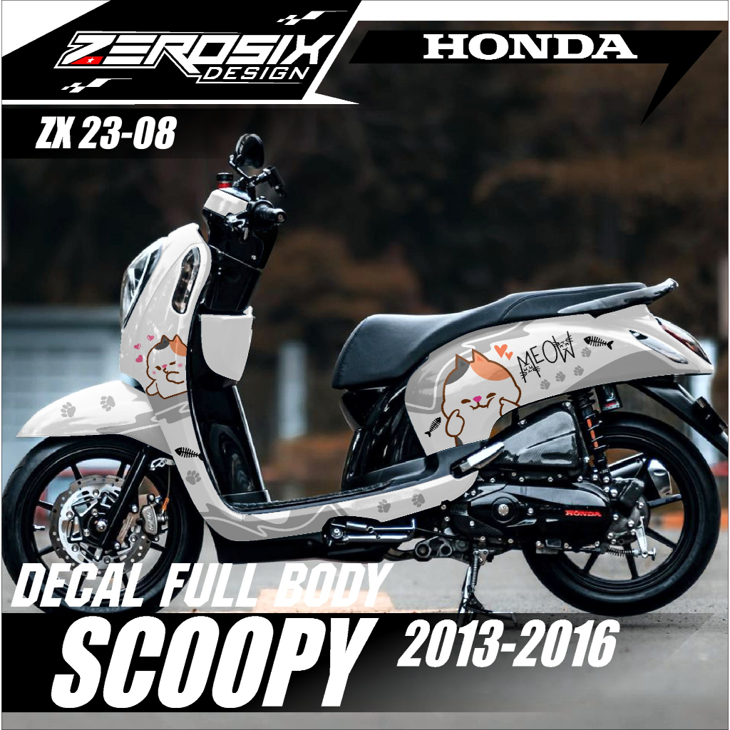 Decal Sticker Fullbody SCOOPY FI Lama Tahun 2013 - 2016 Terbaru Termurah Desain KUCING LUCU