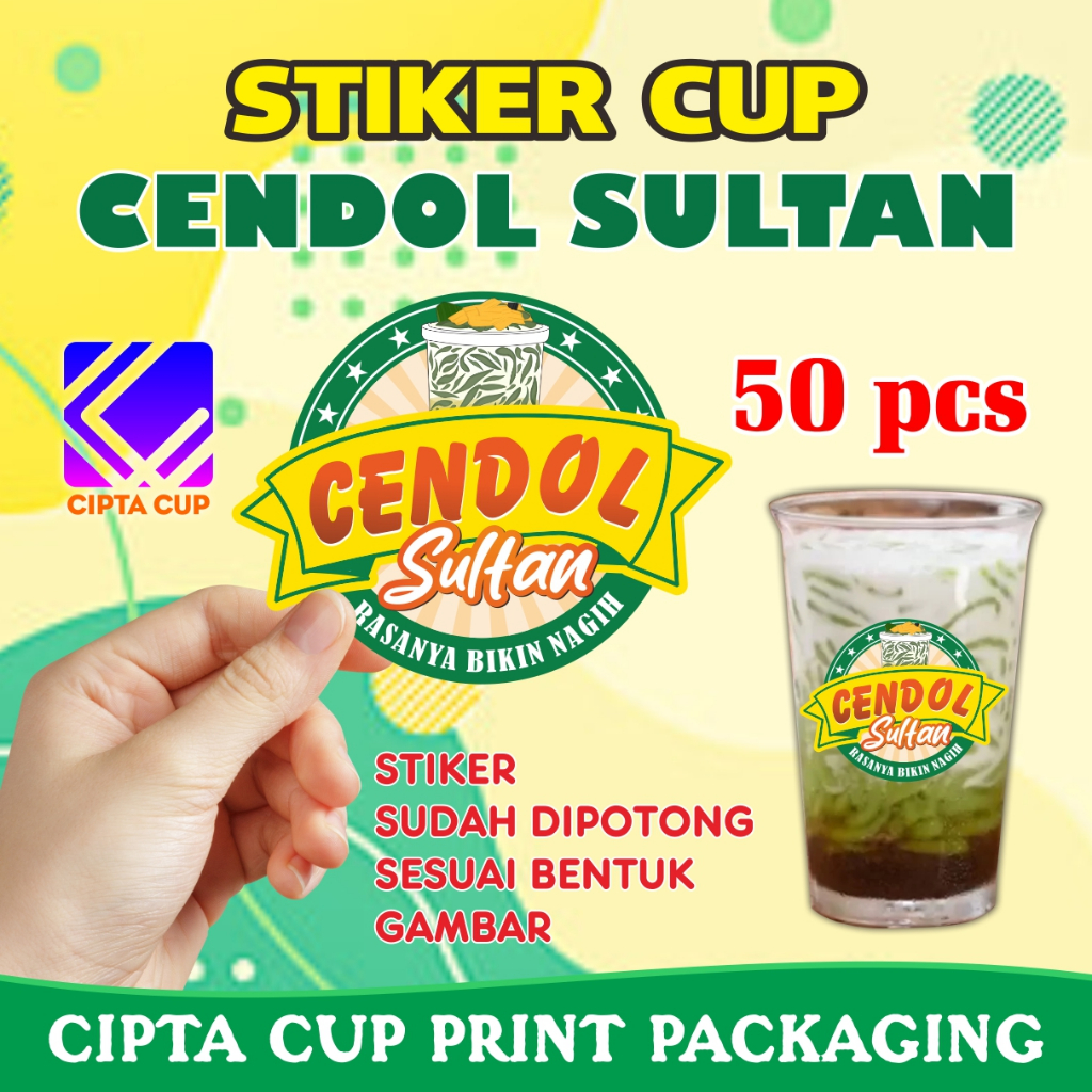 

stiker label cup gelas minuman es CENDOL SULTAN