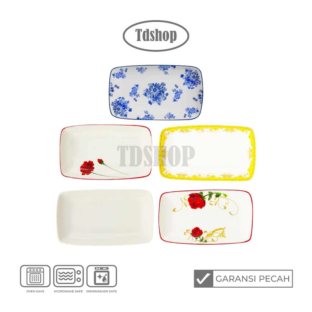 TDSHOP TANITI PIRING KERAMIK SAJI OVAL  SEGI MAKANAN KUE KPL