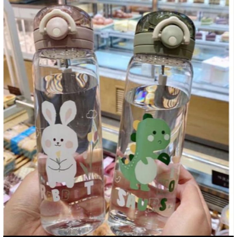 Botol Minum Anak Bening Transparan Karakter Lucu Anti Tumpah