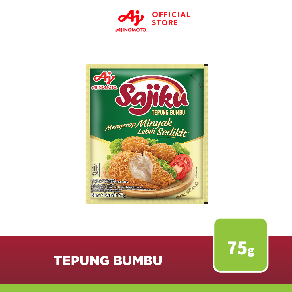 

Sajiku® Tepung Bumbu Menyerap Minyak Lebih Sedikit 75g