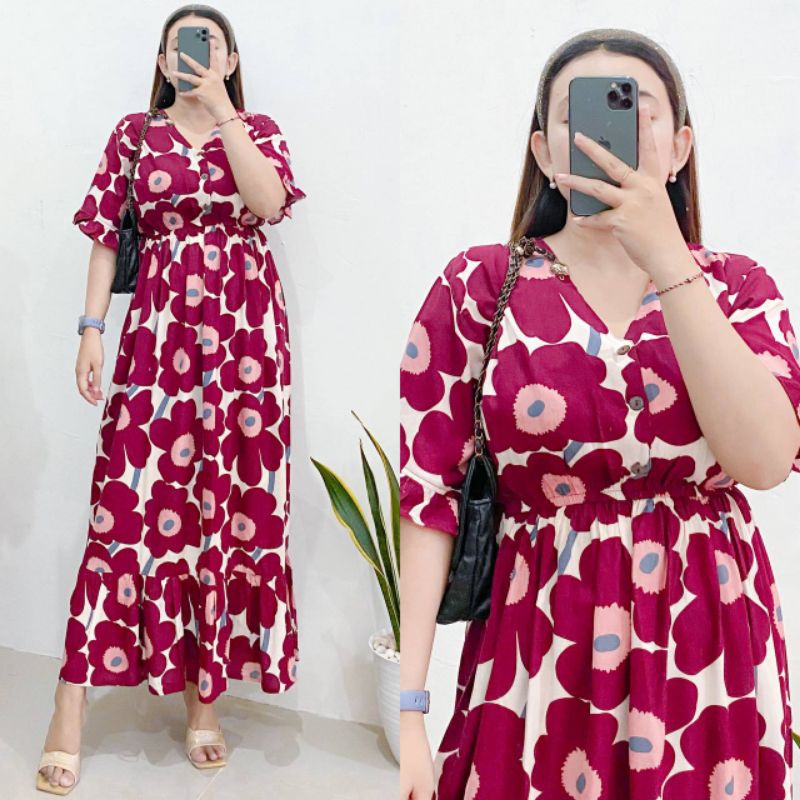 Daster Kerut Pinggang/Homedress Cantik/Dress Cantik/ Dress Busui Motif /Dress Rayon Busui