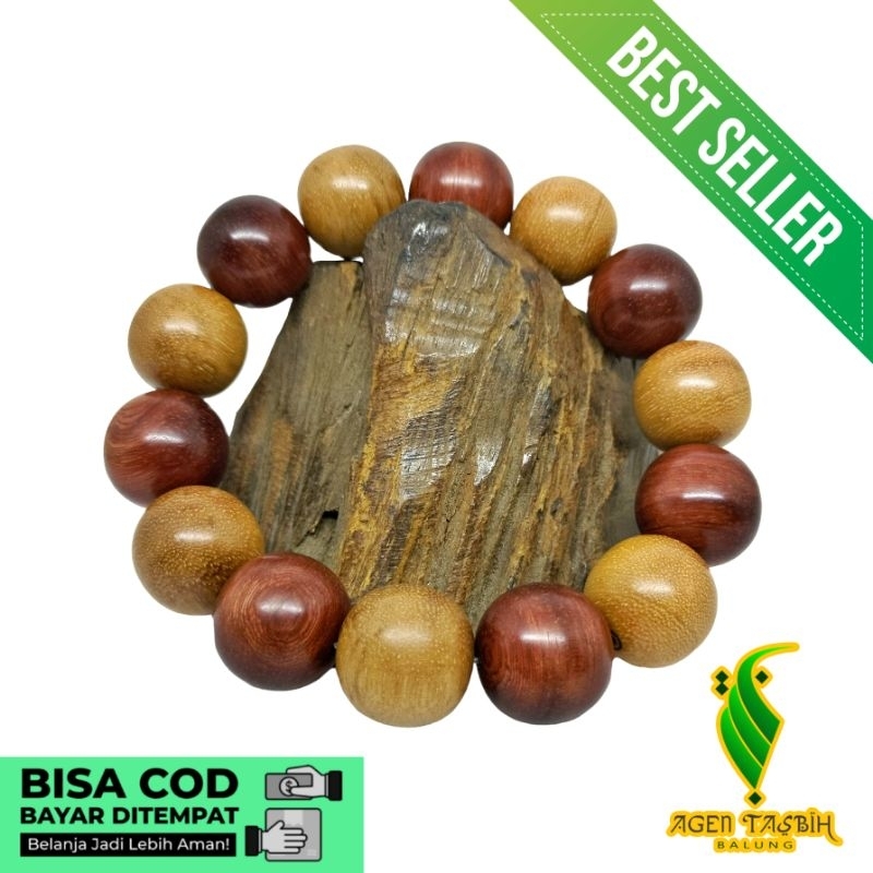 Gelang Kombinasi 2 kayu Nagasari dan Bidara arab size 16mm