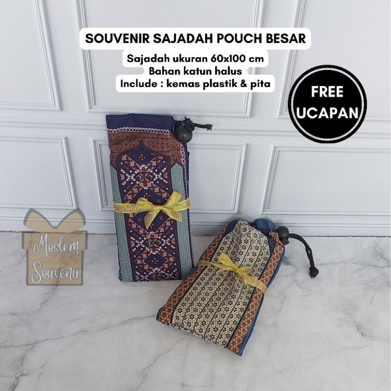 Souvenir Sajadah Pouch besar terjangkau berkualitas umroh haji pernikahan tahlil pengajian tasyakura