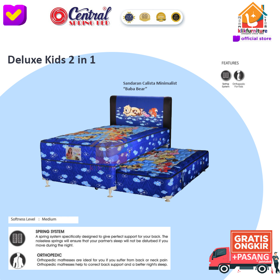 Springbed Central 2in1 Deluxe Kids Sandaran Calista Minimalis