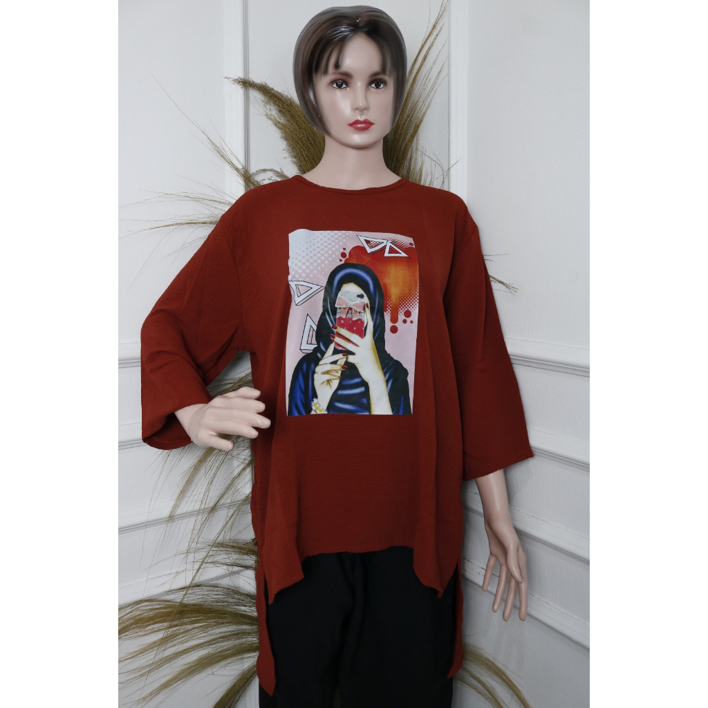 Baju Atasan Wanita Dianty Blouse #2 BO Bahan Kain Crinkle Airflow Aplikasi Sablon Size M L XL XXL Cr
