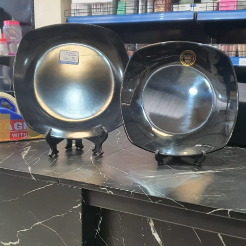 [2PCS] PIRING KOTAK HITAM / PIRING MELAMIN HITAM KOTAK / 9 INCH / PIRING PERSEGI HOREKA