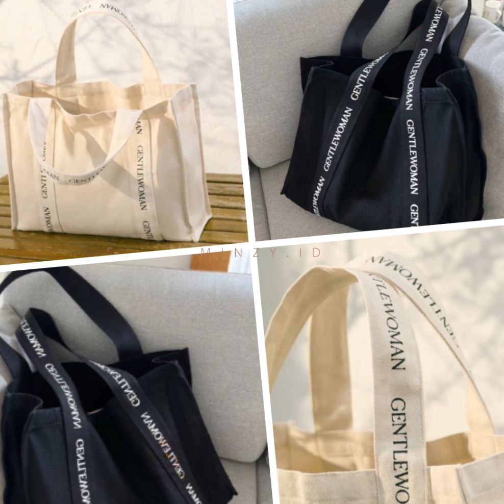 Minzy -  ToteBag GentleWoman Strap Logo Virall / Tas Bahu Wanita GentleWoman / GentleWoman Bag Kapas