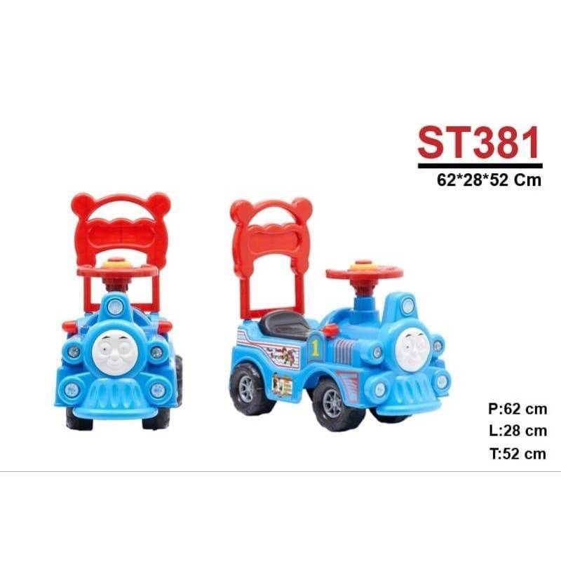 RIDE ON KERETA API ST381 MAINAN ANAK BISA UNTUK DUDUKI DAN DINAIKIN ADA BAGASI DORONG MANUAL