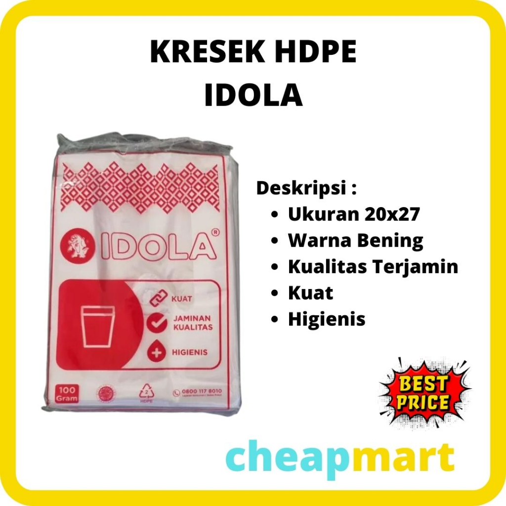 Kresek HDPE Merk IDOLA / Kresek Gelas / Warna Bening