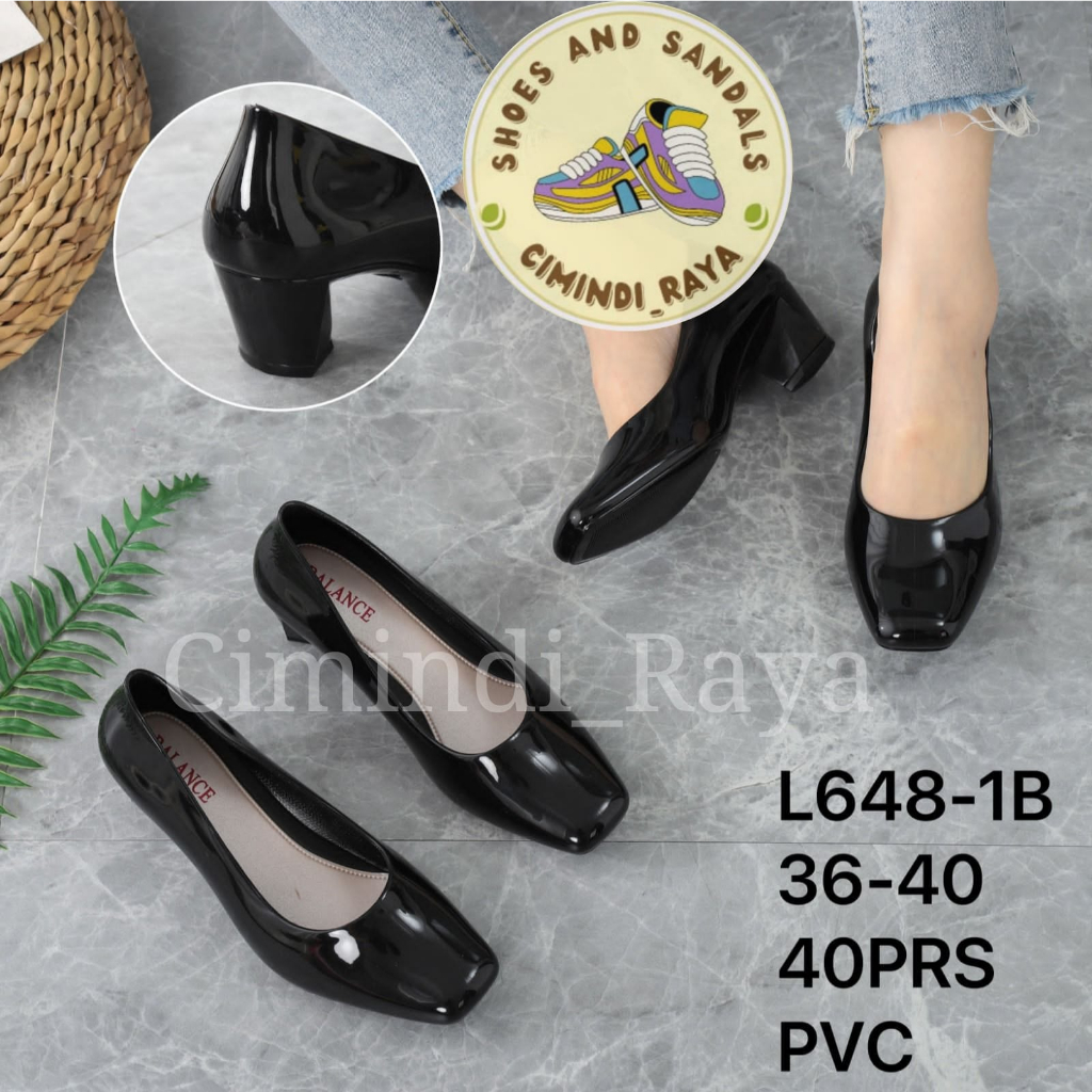 Sepatu Kerja Wanita Hak Chunky Import Kode L646-1B