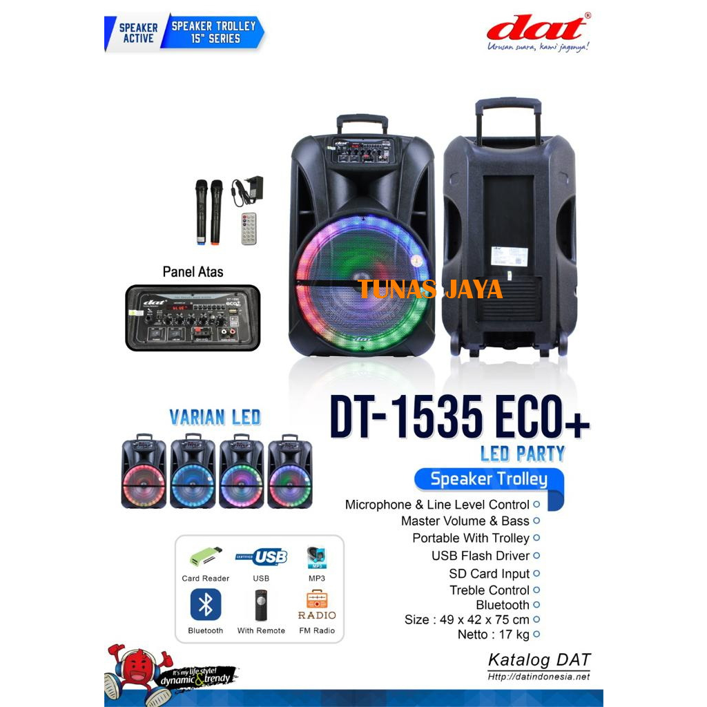 SPEAKER TROLLEY DAT DT 1535 ECO+ LED PARTY SPEAKER DAT 15inch DT1535 ECO+