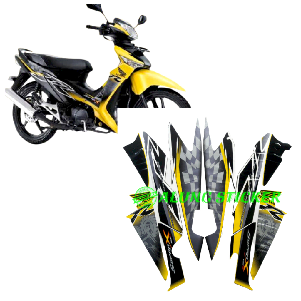 STIKER STRIPING MOTOR SUPRA X 125R 2008 KUNING STANDAR