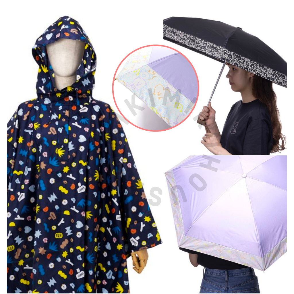 RAIN SEASON WITH BT21 OFFICIAL UMBRELLA & PONCHO PAYUNG LIPAT BTS KPOP JAPAN JEPANG MERCH RAINCOAT J
