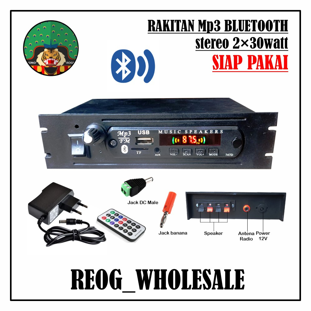 Power amplifier bluetooth rakitan MP3 RAKIT 12v dc stereo 2×30watt / tape mobil single din rakitan