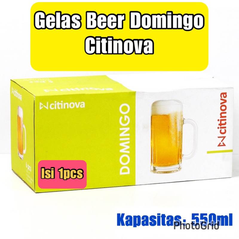 Gelas Beer Domingo Citinova 550ml Gelas Kaca Gagang Besar