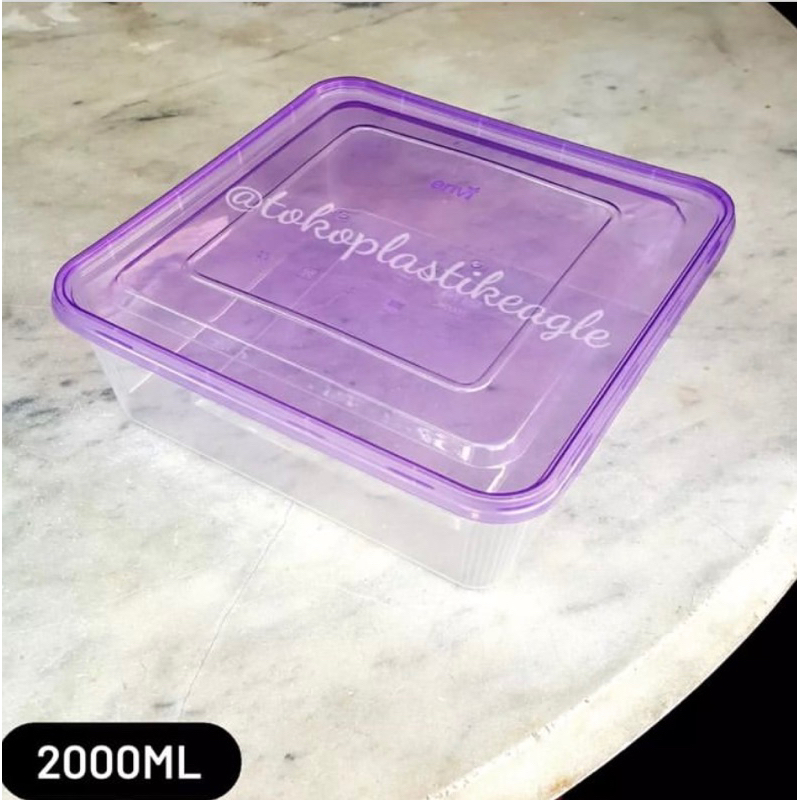 [isi 25pcs] Thinwall ENVI Square 2000ml / Kotak Makan ENVI Square 2000ml