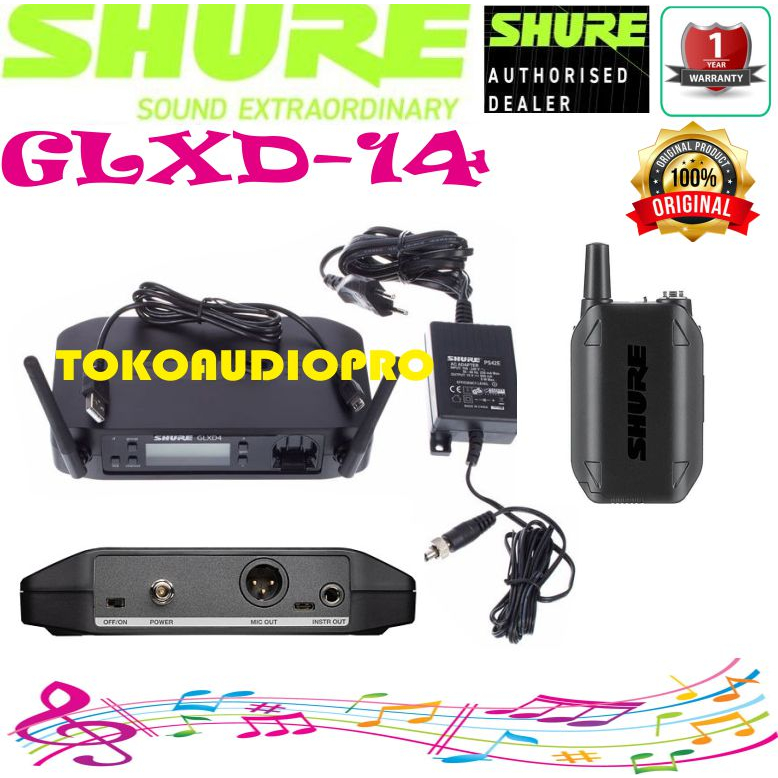 Mic Wireless Shure GLXD14 Digital Wireless Original Microphone Shure GLXD-14