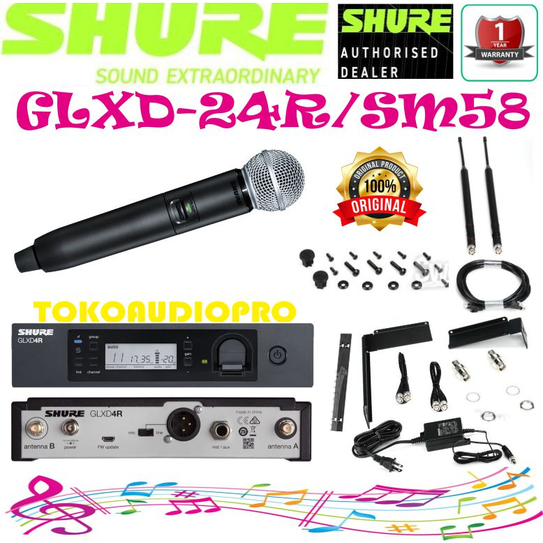 Mic Wireless Shure GLXD24R/SM58 Wireless Handheld Microphone Original