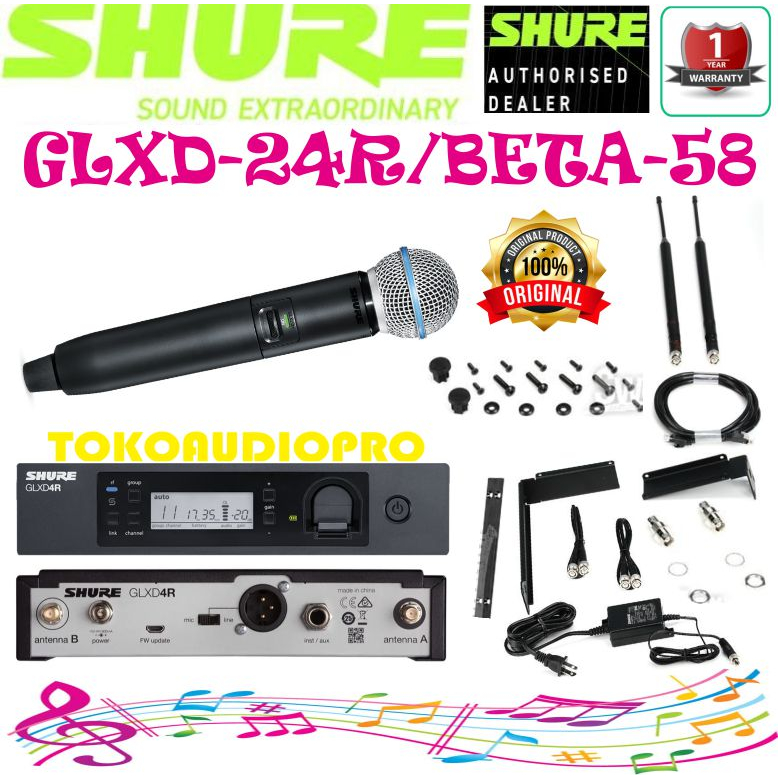 Mic Wireless Shure GLXD24R/B58 Wireless Handheld Microphone Original