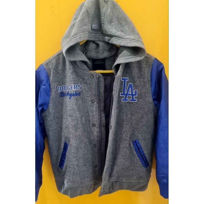 Jaket Varsity MLB Lengan Kulit Second Thrift Preloved