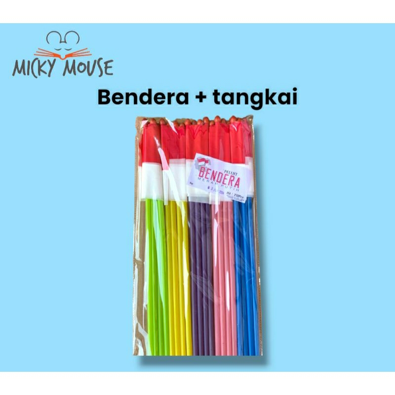 

1 pack = 20 pcs Bendera tangkai plus peluit / Bendera tanpa peluit