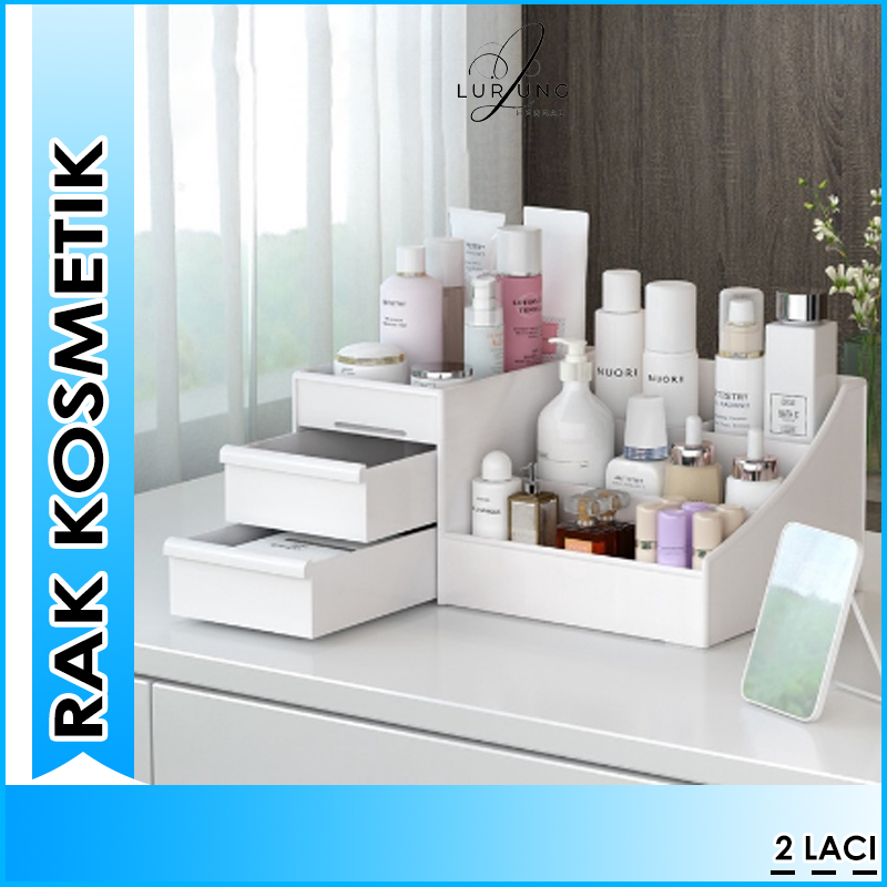 Tempat Make Up Aesthetic Bertingkat 2 Laci 3 Susun Rak Kosmetik Estetik Tempat Kotak Cosmetik Aesthe