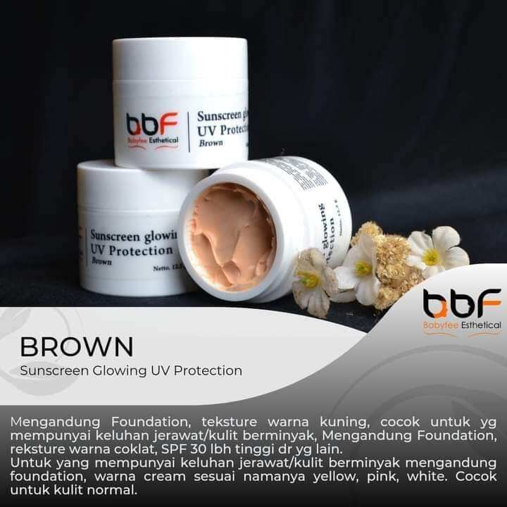 Sunscreen BBF Sunblock Krim Cream Siang Original Skincare Glowing SPF30 Brown