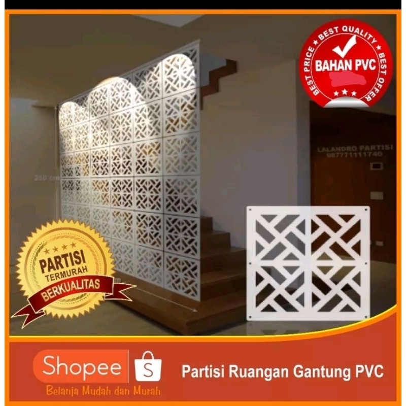 Penyekat Ruangan VINTAGE 3D LP-01 Minimalis PVC Putih Ukuran 32x32cm Harga Per-pcs