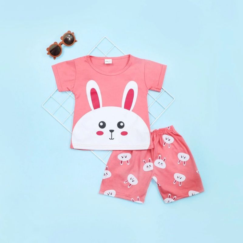 setelan anak perempuan celana pendek / setelan motif anak perempuan