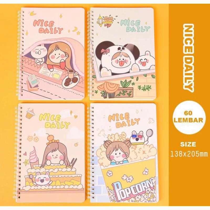 

Buku tulis garis A5 notebook ring motif isi 60 lembar
