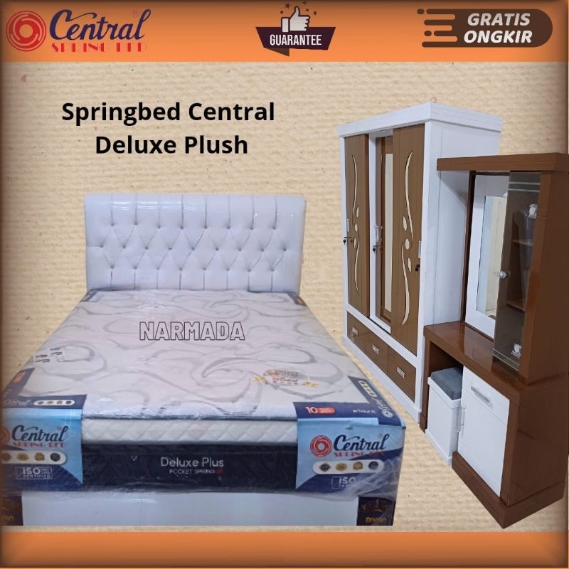 KAMAR SET BETSET SPRINGBED CENTRAL LEMARI 3P SLIDING DAN MEJA RIAS SLIDING MULTIPLEK