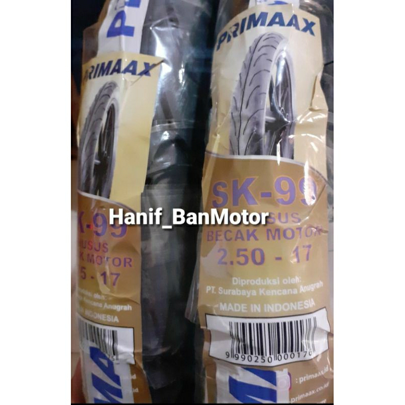 BAN MURAH RING 17 PABRIKAN SNI // BAN LUAR PRIMAAX SK99 UK 250 & 275 RING 17 // BAN NON TUBELESS