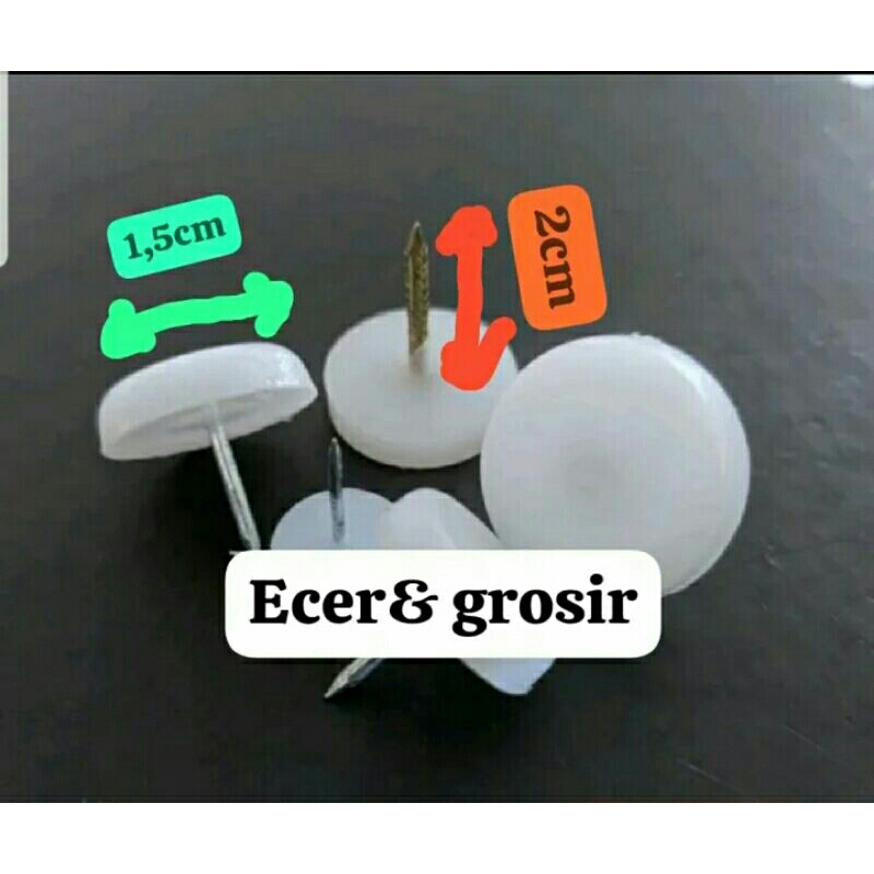 paku plastik meja kursi sofa bangku rotan paku ABS datar per 10 biji