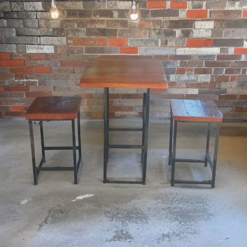 meja konter/meja bar/meja cafe/meja coffee shop besi holo tinggi 100 cm (UK papan 50x50)