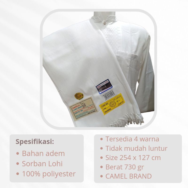 Sorban Kashmir Motif Polos Lohi warna Sorban polos panjang Surban polos original