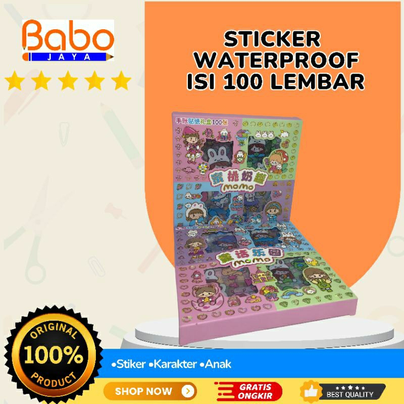

BABO JAYA Sticker Waterproof MOMO Isi 100 Lembar / Sticker Karakter